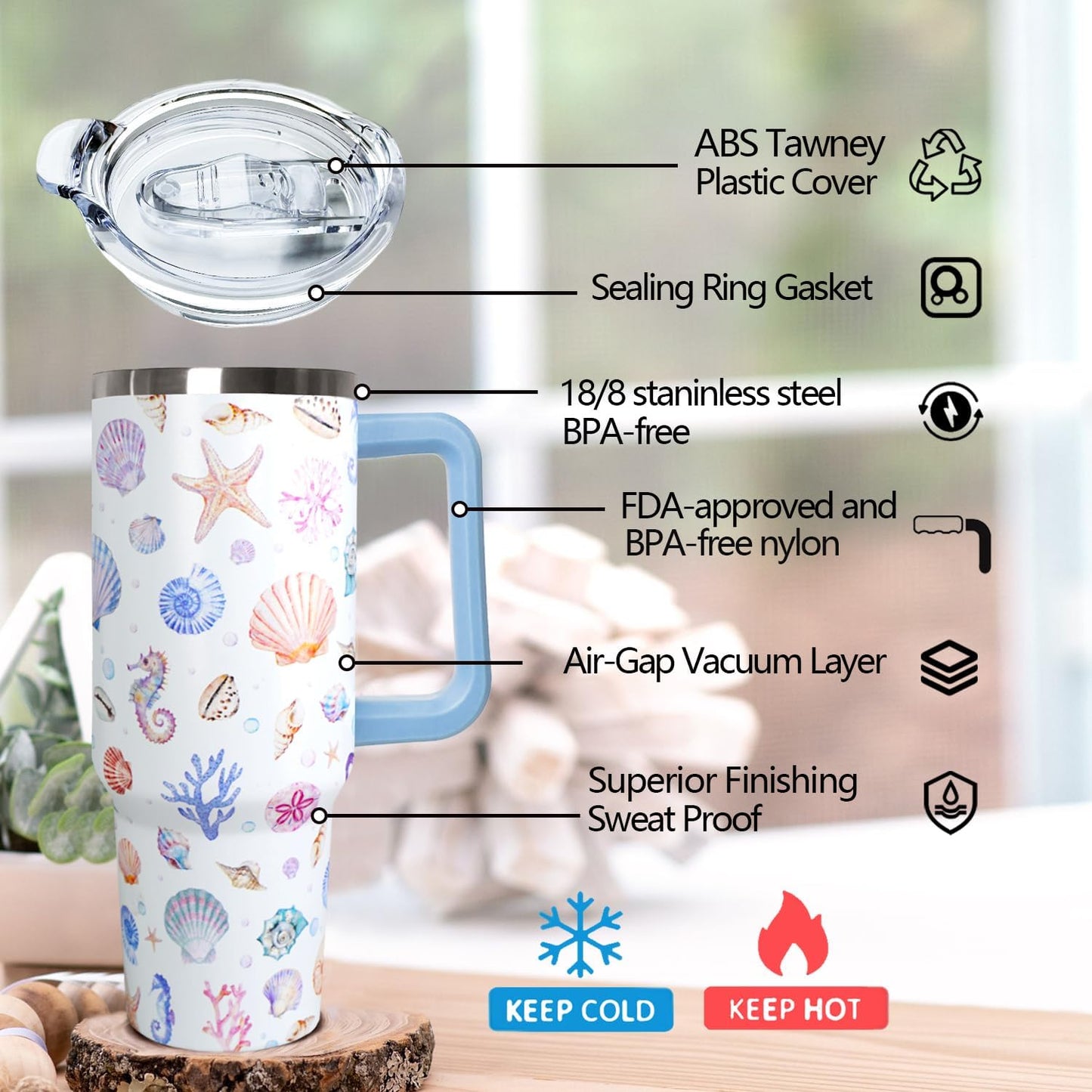Ceovfoi 40 Oz Leopard & Zebra Print Tumbler With Handle, Lid & Straw - Insulated Travel Coffee Mug Water Bottle, Animal Print Gifts for Women Men