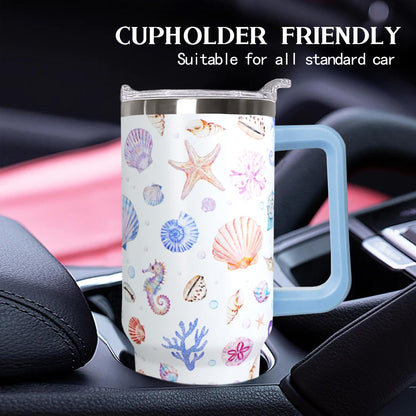 Ceovfoi 40 Oz Leopard & Zebra Print Tumbler With Handle, Lid & Straw - Insulated Travel Coffee Mug Water Bottle, Animal Print Gifts for Women Men
