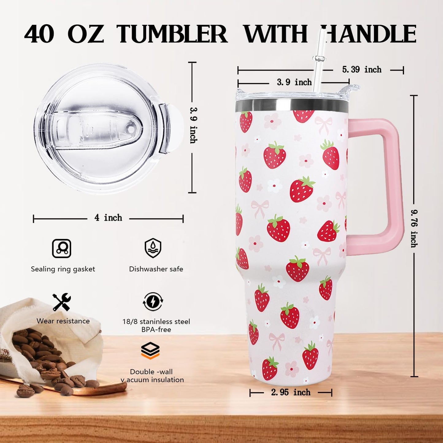 Ceovfoi 40 Oz Leopard & Zebra Print Tumbler With Handle, Lid & Straw - Insulated Travel Coffee Mug Water Bottle, Animal Print Gifts for Women Men