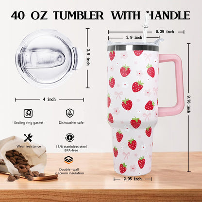Ceovfoi 40 Oz Leopard & Zebra Print Tumbler With Handle, Lid & Straw - Insulated Travel Coffee Mug Water Bottle, Animal Print Gifts for Women Men