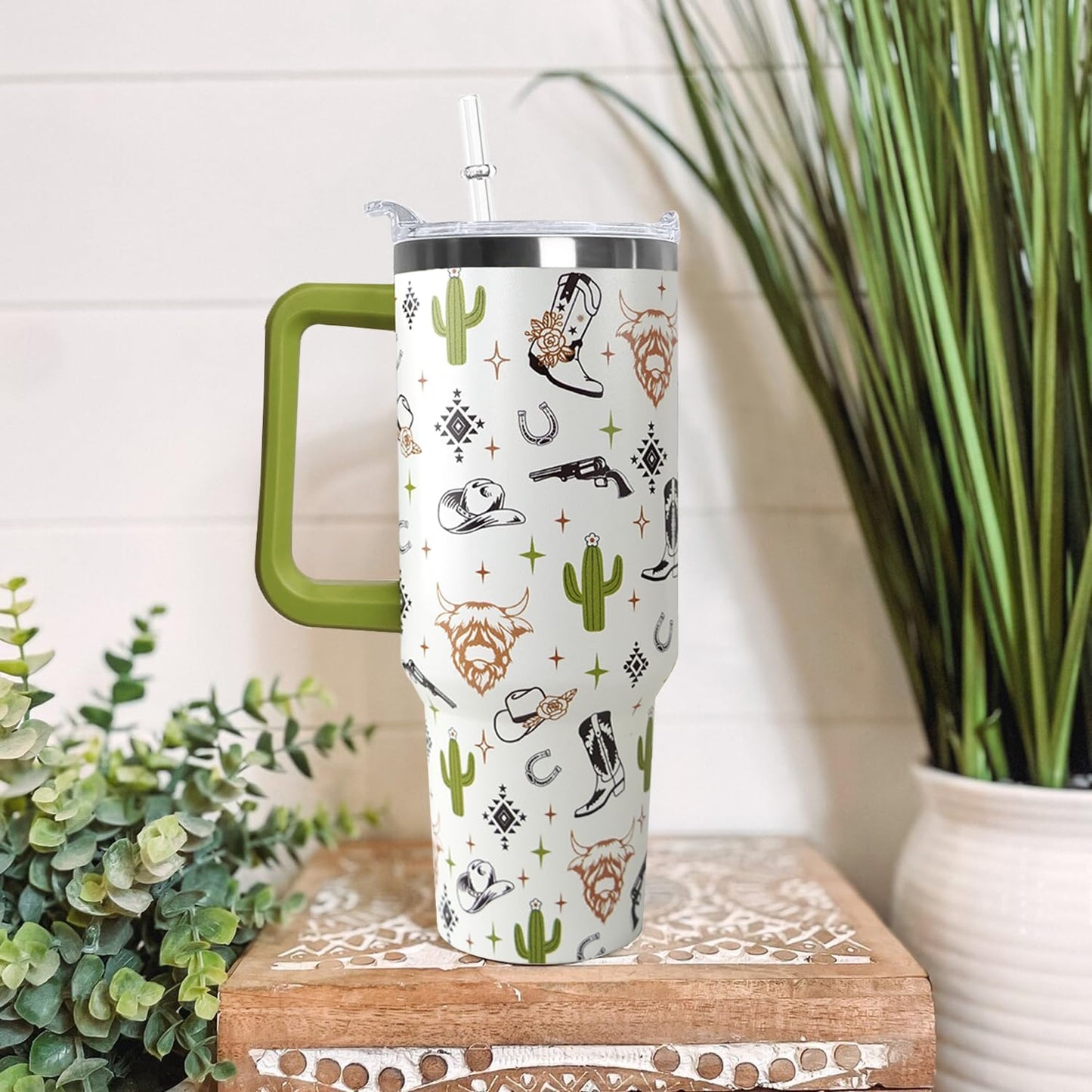 Ceovfoi 40 Oz Leopard & Zebra Print Tumbler With Handle, Lid & Straw - Insulated Travel Coffee Mug Water Bottle, Animal Print Gifts for Women Men