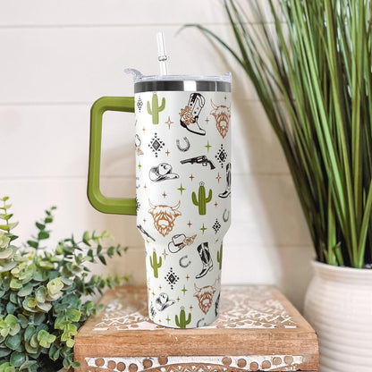Ceovfoi 40 Oz Leopard & Zebra Print Tumbler With Handle, Lid & Straw - Insulated Travel Coffee Mug Water Bottle, Animal Print Gifts for Women Men