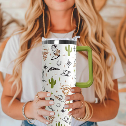 Ceovfoi 40 Oz Leopard & Zebra Print Tumbler With Handle, Lid & Straw - Insulated Travel Coffee Mug Water Bottle, Animal Print Gifts for Women Men