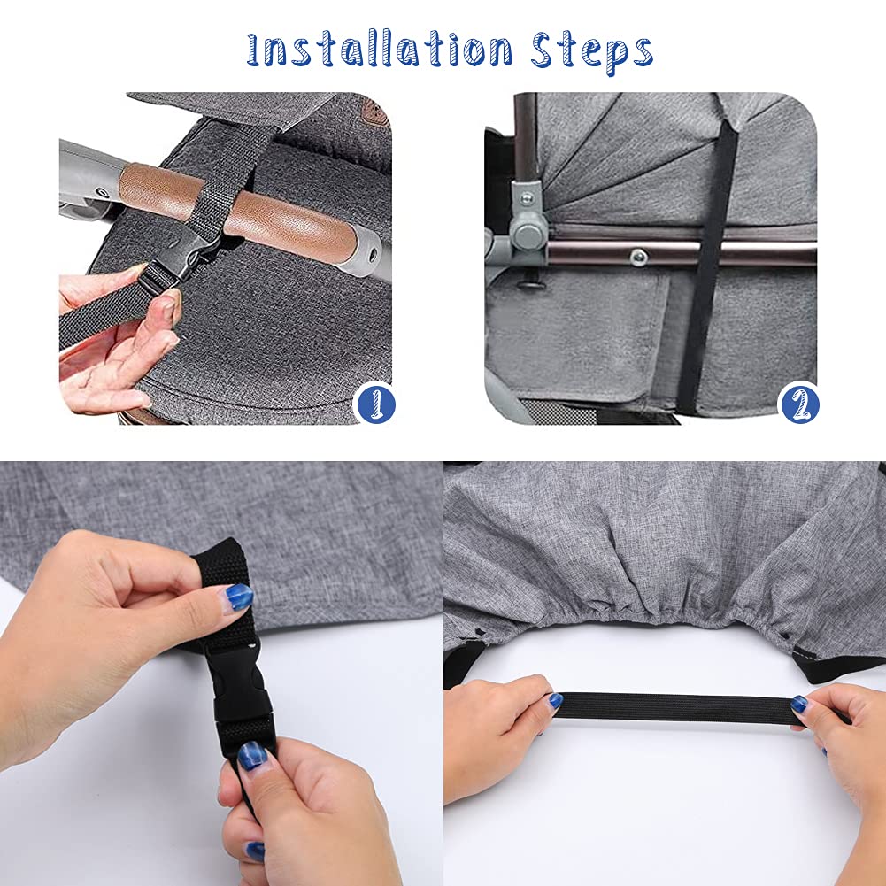 Pram Sunshade Sun Cover, Sun Shade Stroller for Baby, Universal Waterproof Stroller Sunshade Cover Anti-UV with Viewing Window for Stroller(Black)