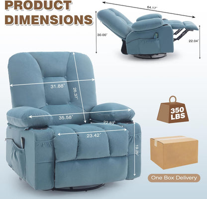 Rocking Recliner Chair for Nursery with Massage Heat, Beige