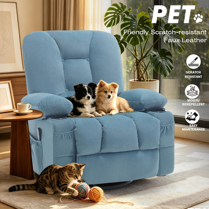 Rocking Recliner Chair for Nursery with Massage Heat, Beige