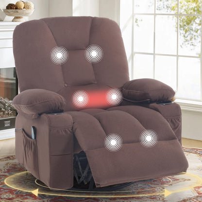 Rocking Recliner Chair for Nursery with Massage Heat, Beige