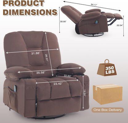 Rocking Recliner Chair for Nursery with Massage Heat, Beige