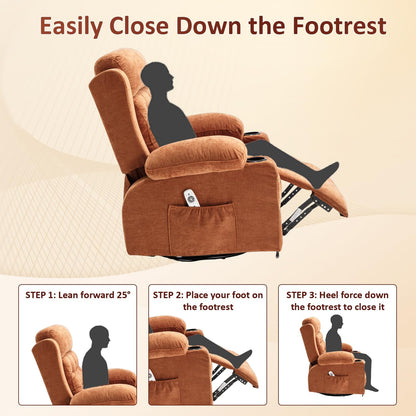 Rocking Recliner Chair for Nursery with Massage Heat, Beige