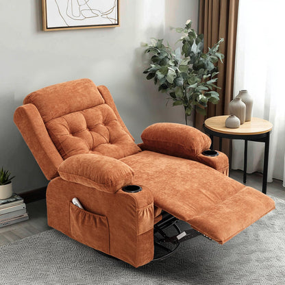 Rocking Recliner Chair for Nursery with Massage Heat, Beige