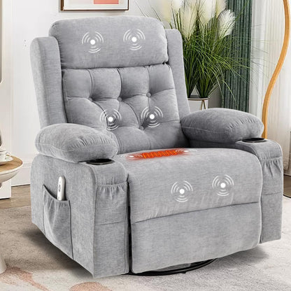 Rocking Recliner Chair for Nursery with Massage Heat, Beige