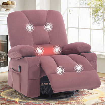 Rocking Recliner Chair for Nursery with Massage Heat, Beige