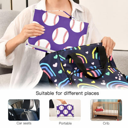 Sports Baseball Print Portable Diaper Changing Pad Pram