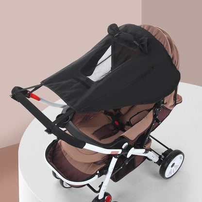 Universal Stroller Sun Shade Canopy Waterproof Baby Stroller Sun Protection Sunshade Parasol Sun Rain Shade Blackout Cover Awning (Black)
