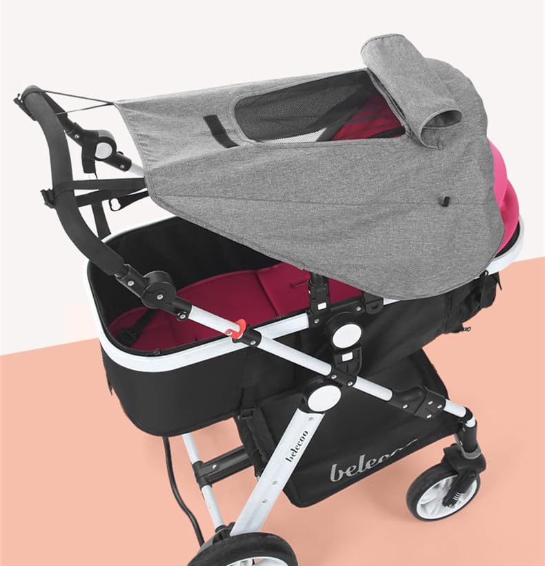 Universal Stroller Sun Shade Canopy Waterproof Baby Stroller Sun Protection Sunshade Parasol Sun Rain Shade Blackout Cover Awning (Black)