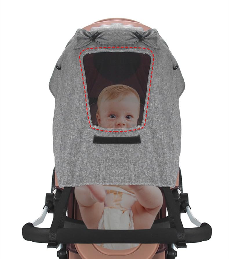 Universal Stroller Sun Shade Canopy Waterproof Baby Stroller Sun Protection Sunshade Parasol Sun Rain Shade Blackout Cover Awning (Black)