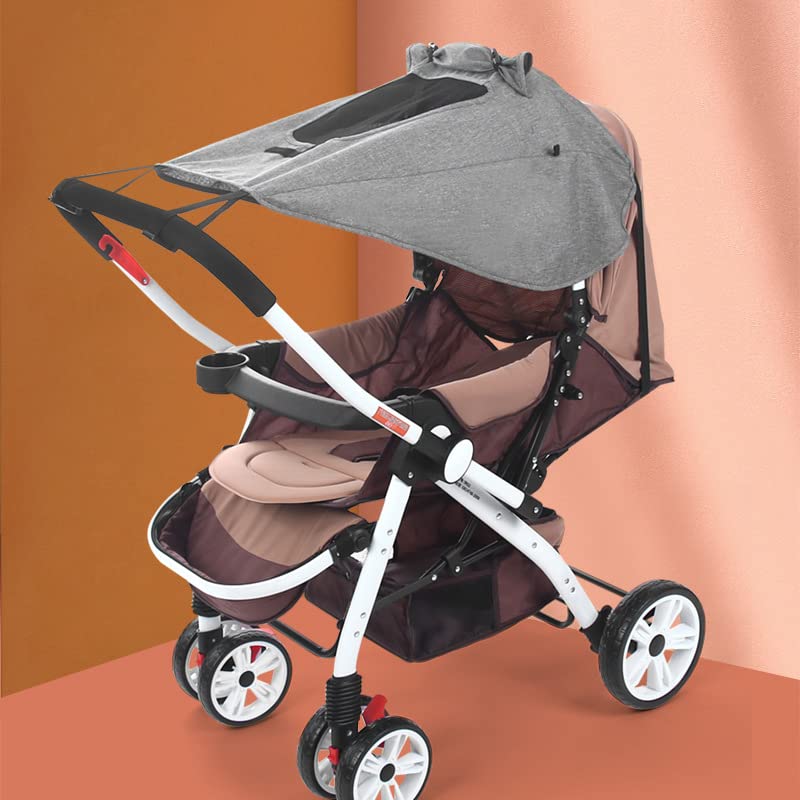 Universal Stroller Sun Shade Canopy Waterproof Baby Stroller Sun Protection Sunshade Parasol Sun Rain Shade Blackout Cover Awning (Black)