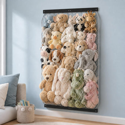 Stuffed Animal Storage Holder, Elastic Stuffed Animal Net,Door/ Wall Mount Length Adjustable Hanging Stuffed Animal Organizer, Plushie Net For Nursery Play Room-White Boards Patent