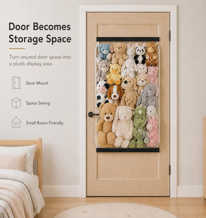 Stuffed Animal Storage Holder, Elastic Stuffed Animal Net,Door/ Wall Mount Length Adjustable Hanging Stuffed Animal Organizer, Plushie Net For Nursery Play Room-White Boards Patent