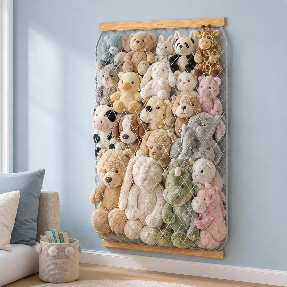 Stuffed Animal Storage Holder, Elastic Stuffed Animal Net,Door/ Wall Mount Length Adjustable Hanging Stuffed Animal Organizer, Plushie Net For Nursery Play Room-White Boards Patent