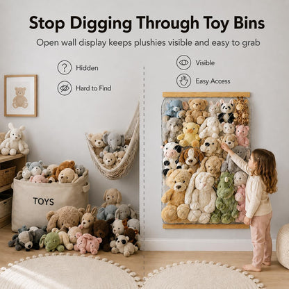 Stuffed Animal Storage Holder, Elastic Stuffed Animal Net,Door/ Wall Mount Length Adjustable Hanging Stuffed Animal Organizer, Plushie Net For Nursery Play Room-White Boards Patent