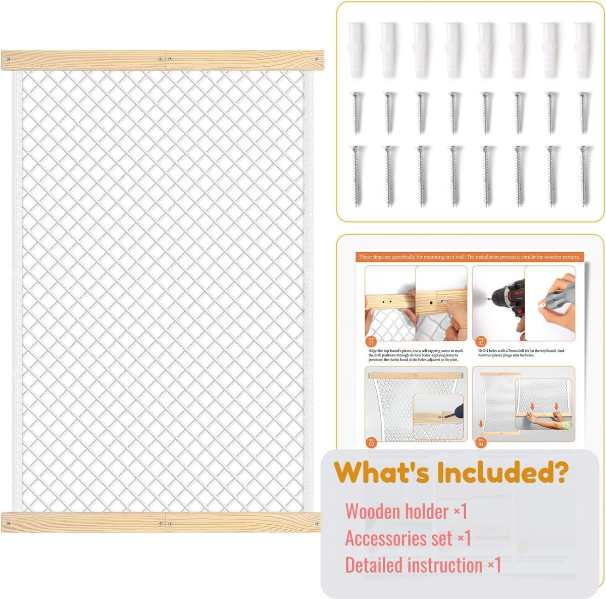 Stuffed Animal Storage Holder, Elastic Stuffed Animal Net,Door/ Wall Mount Length Adjustable Hanging Stuffed Animal Organizer, Plushie Net For Nursery Play Room-White Boards Patent
