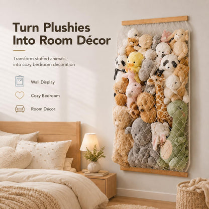Stuffed Animal Storage Holder, Elastic Stuffed Animal Net,Door/ Wall Mount Length Adjustable Hanging Stuffed Animal Organizer, Plushie Net For Nursery Play Room-White Boards Patent