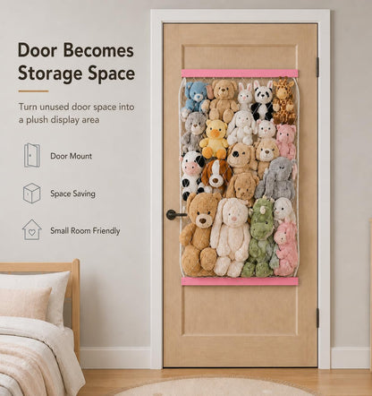 Stuffed Animal Storage Holder, Elastic Stuffed Animal Net,Door/ Wall Mount Length Adjustable Hanging Stuffed Animal Organizer, Plushie Net For Nursery Play Room-White Boards Patent