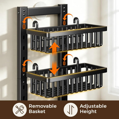 9 Tier Over The Door Pantry Organizer, 2 in 1 Wall Mount or Hanging Spice Rack with Adjustable Deep Basket, Heavy-Duty Seasoning Organizer and Storage for Kitchen Cabinet Closet Bathroom