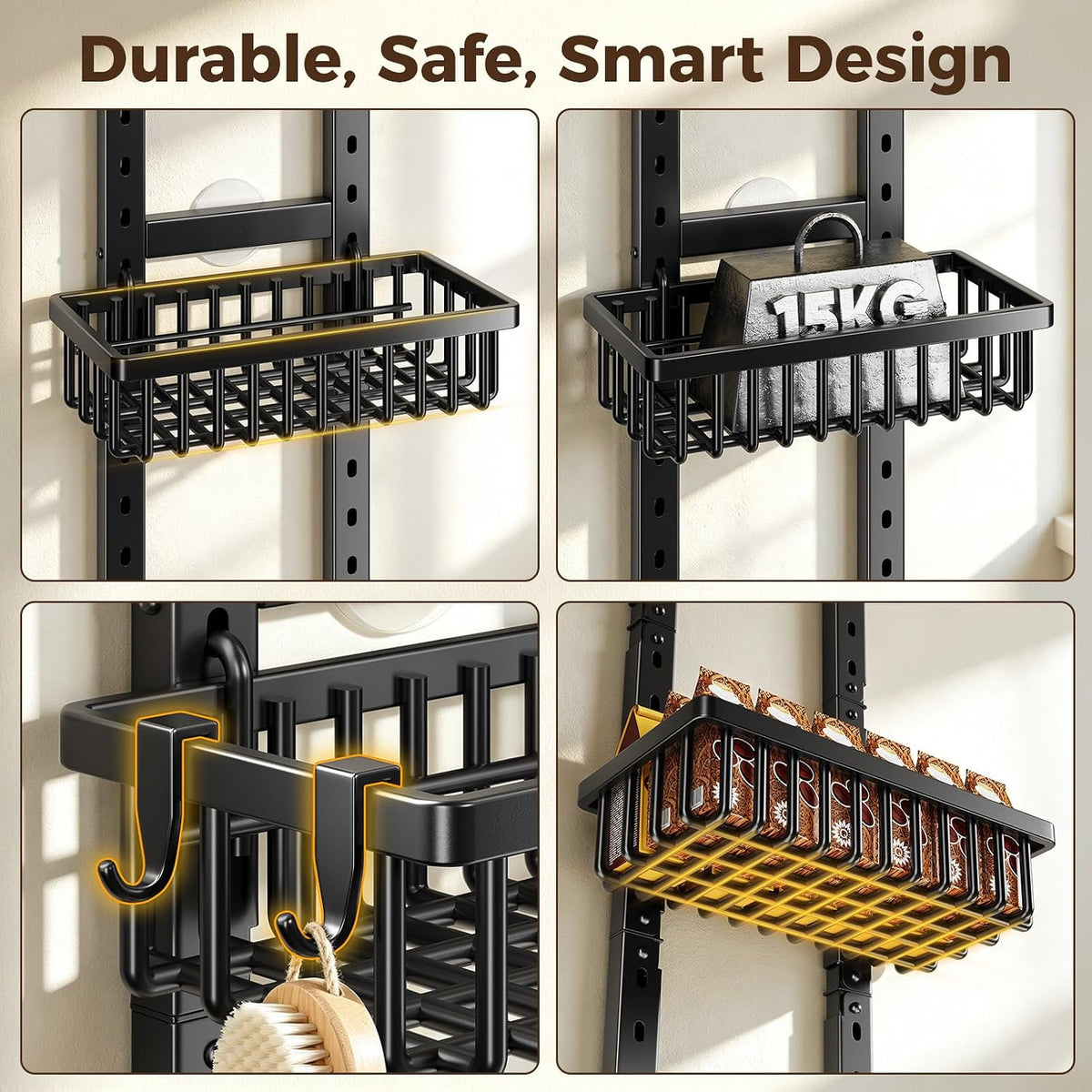 9 Tier Over The Door Pantry Organizer, 2 in 1 Wall Mount or Hanging Spice Rack with Adjustable Deep Basket, Heavy-Duty Seasoning Organizer and Storage for Kitchen Cabinet Closet Bathroom