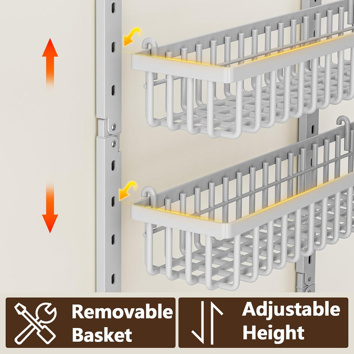 9 Tier Over The Door Pantry Organizer, 2 in 1 Wall Mount or Hanging Spice Rack with Adjustable Deep Basket, Heavy-Duty Seasoning Organizer and Storage for Kitchen Cabinet Closet Bathroom