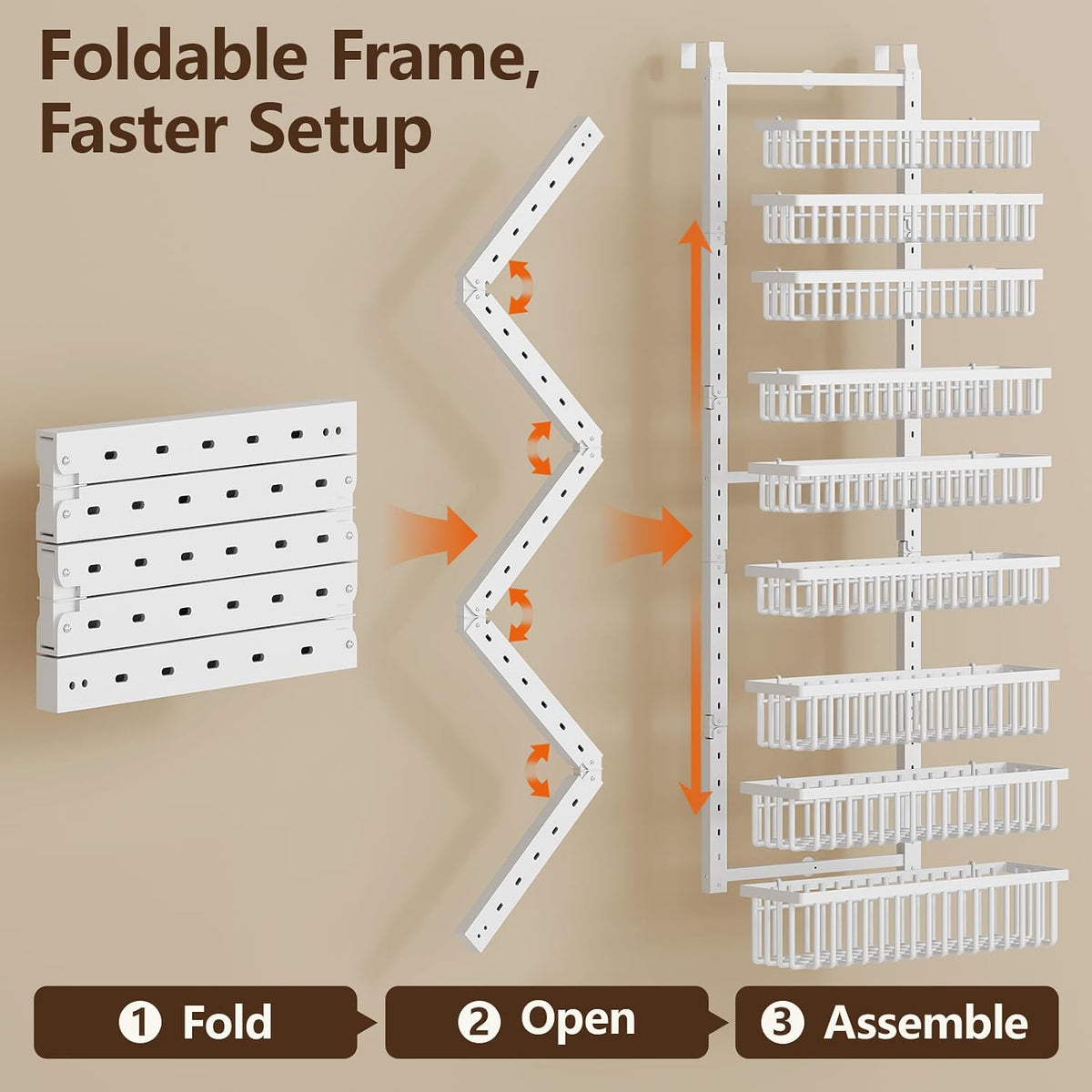 9 Tier Over The Door Pantry Organizer, 2 in 1 Wall Mount or Hanging Spice Rack with Adjustable Deep Basket, Heavy-Duty Seasoning Organizer and Storage for Kitchen Cabinet Closet Bathroom