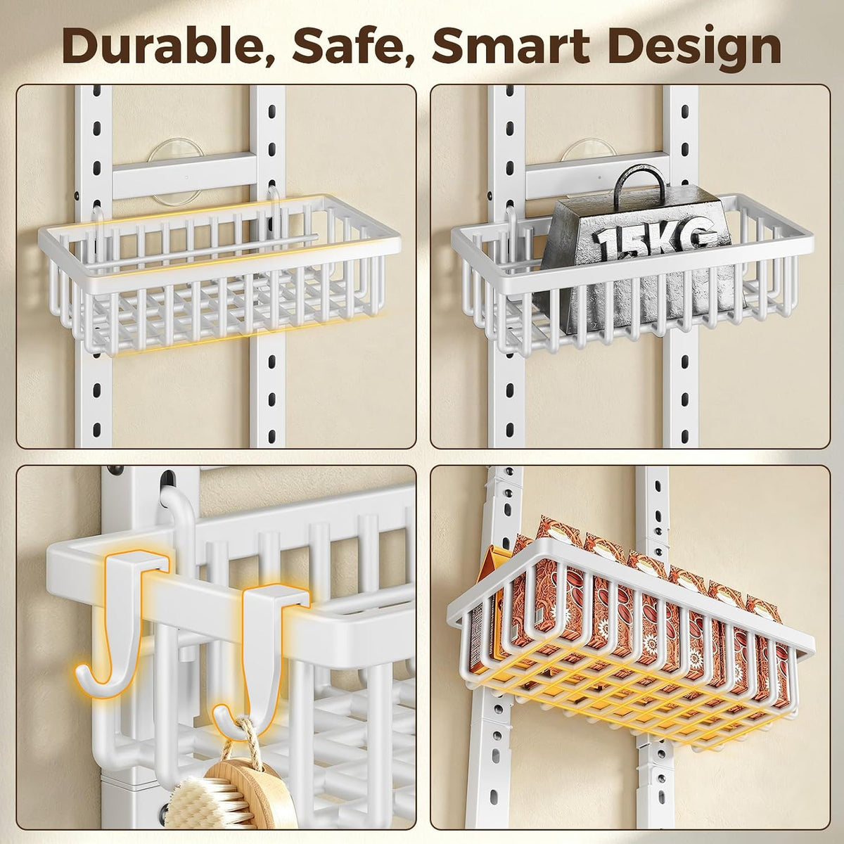 9 Tier Over The Door Pantry Organizer, 2 in 1 Wall Mount or Hanging Spice Rack with Adjustable Deep Basket, Heavy-Duty Seasoning Organizer and Storage for Kitchen Cabinet Closet Bathroom