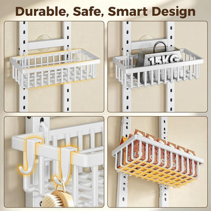 9 Tier Over The Door Pantry Organizer, 2 in 1 Wall Mount or Hanging Spice Rack with Adjustable Deep Basket, Heavy-Duty Seasoning Organizer and Storage for Kitchen Cabinet Closet Bathroom