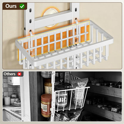 9 Tier Over The Door Pantry Organizer, 2 in 1 Wall Mount or Hanging Spice Rack with Adjustable Deep Basket, Heavy-Duty Seasoning Organizer and Storage for Kitchen Cabinet Closet Bathroom
