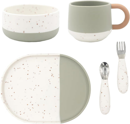 Toddler Silicone Dinnerware, 5-Piece Set, Terracotta