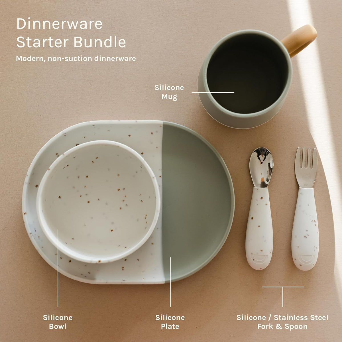 Toddler Silicone Dinnerware, 5-Piece Set, Terracotta