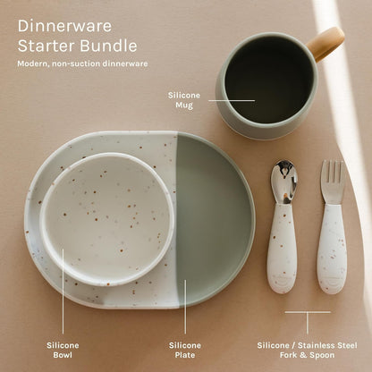 Toddler Silicone Dinnerware, 5-Piece Set, Terracotta