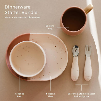 Toddler Silicone Dinnerware, 5-Piece Set, Terracotta