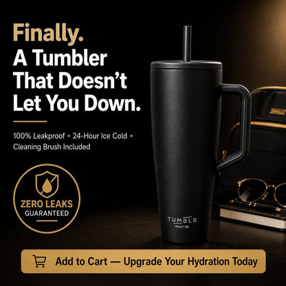 40 oz Tumbler With Straw and Handle, Leak Proof, Beige, 40 fl oz