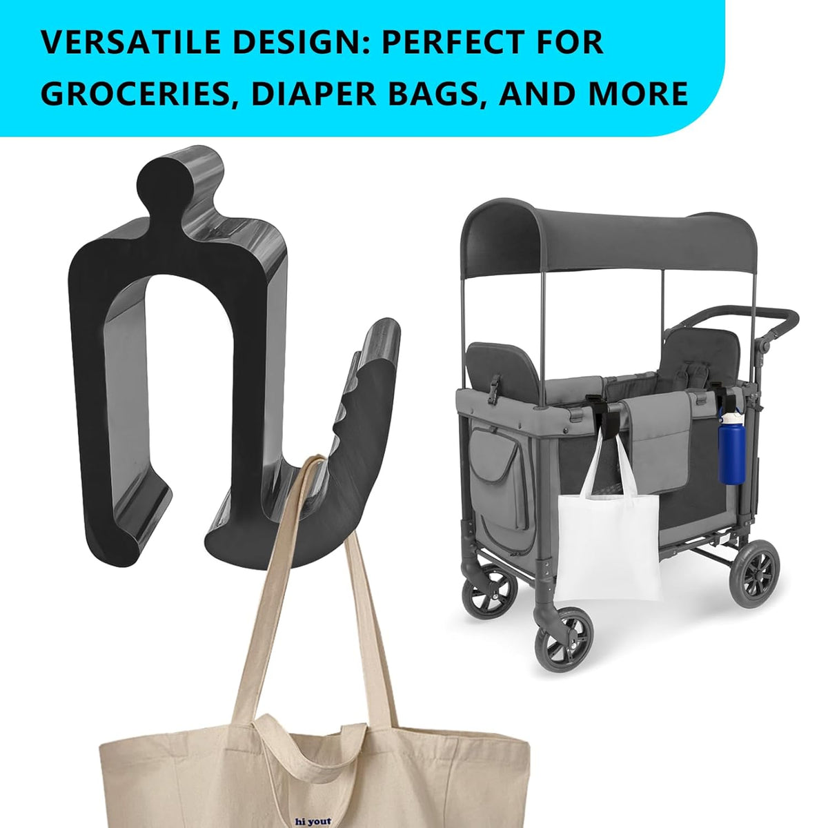 Wonderfold Wagon Accessories, Upgraded Multifunctional Side Hooks for Wonderfold Wagon W4 - Durable, Space-Saving Travel Organizer with Sturdy Design (2, Upgraded)