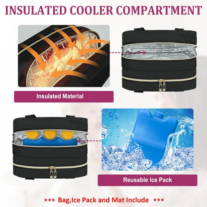 Breastmilk Cooler Travel Bag, Wearable Breast Pump Storage Bag Compatible with Momcozy/Eufy/Paruu/Elvie/Willow/Medela Breast Pump with Ice Pack and Waterproof Mat,Pink