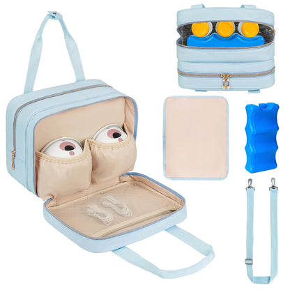 Breastmilk Cooler Travel Bag, Wearable Breast Pump Storage Bag Compatible with Momcozy/Eufy/Paruu/Elvie/Willow/Medela Breast Pump with Ice Pack and Waterproof Mat,Pink
