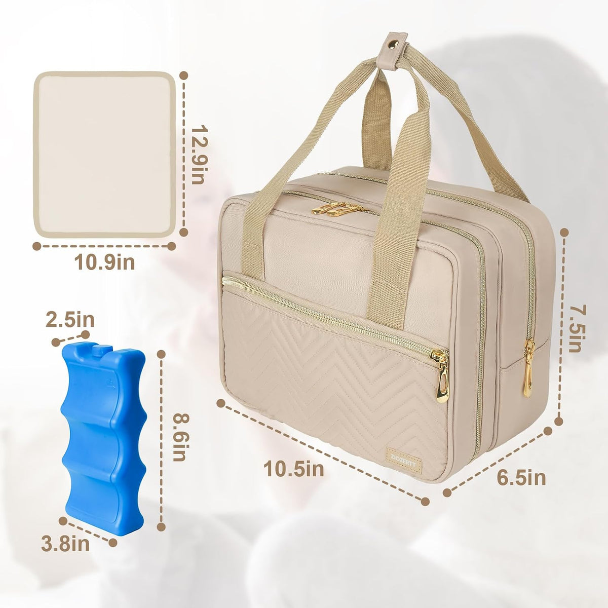 Breastmilk Cooler Travel Bag, Wearable Breast Pump Storage Bag Compatible with Momcozy/Eufy/Paruu/Elvie/Willow/Medela Breast Pump with Ice Pack and Waterproof Mat,Pink