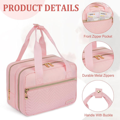 Breastmilk Cooler Travel Bag, Wearable Breast Pump Storage Bag Compatible with Momcozy/Eufy/Paruu/Elvie/Willow/Medela Breast Pump with Ice Pack and Waterproof Mat,Pink