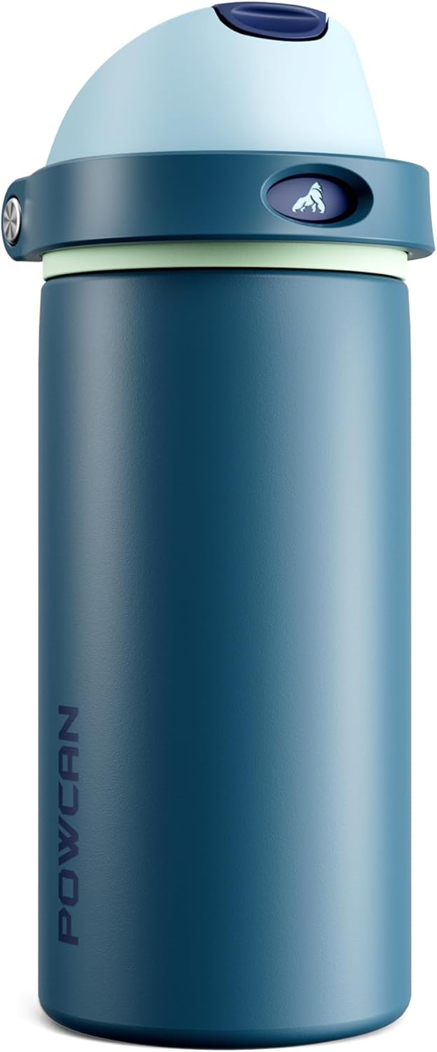 24 oz Travel Water Bottle: 2-in-1 Push-Button Spout & Quick-Flip Straw, Leakproof, Cold 24Hrs, Fits Car Cup Holder, Stainless Steel Cup for Sports, School, Commute, Camping (Mouse's Mischief) - Colors A