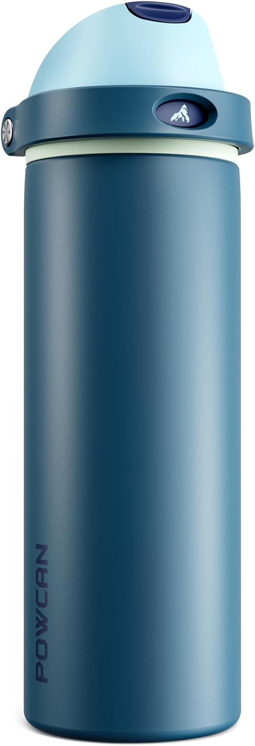 24 oz Travel Water Bottle: 2-in-1 Push-Button Spout & Quick-Flip Straw, Leakproof, Cold 24Hrs, Fits Car Cup Holder, Stainless Steel Cup for Sports, School, Commute, Camping (Mouse's Mischief) - Colors A