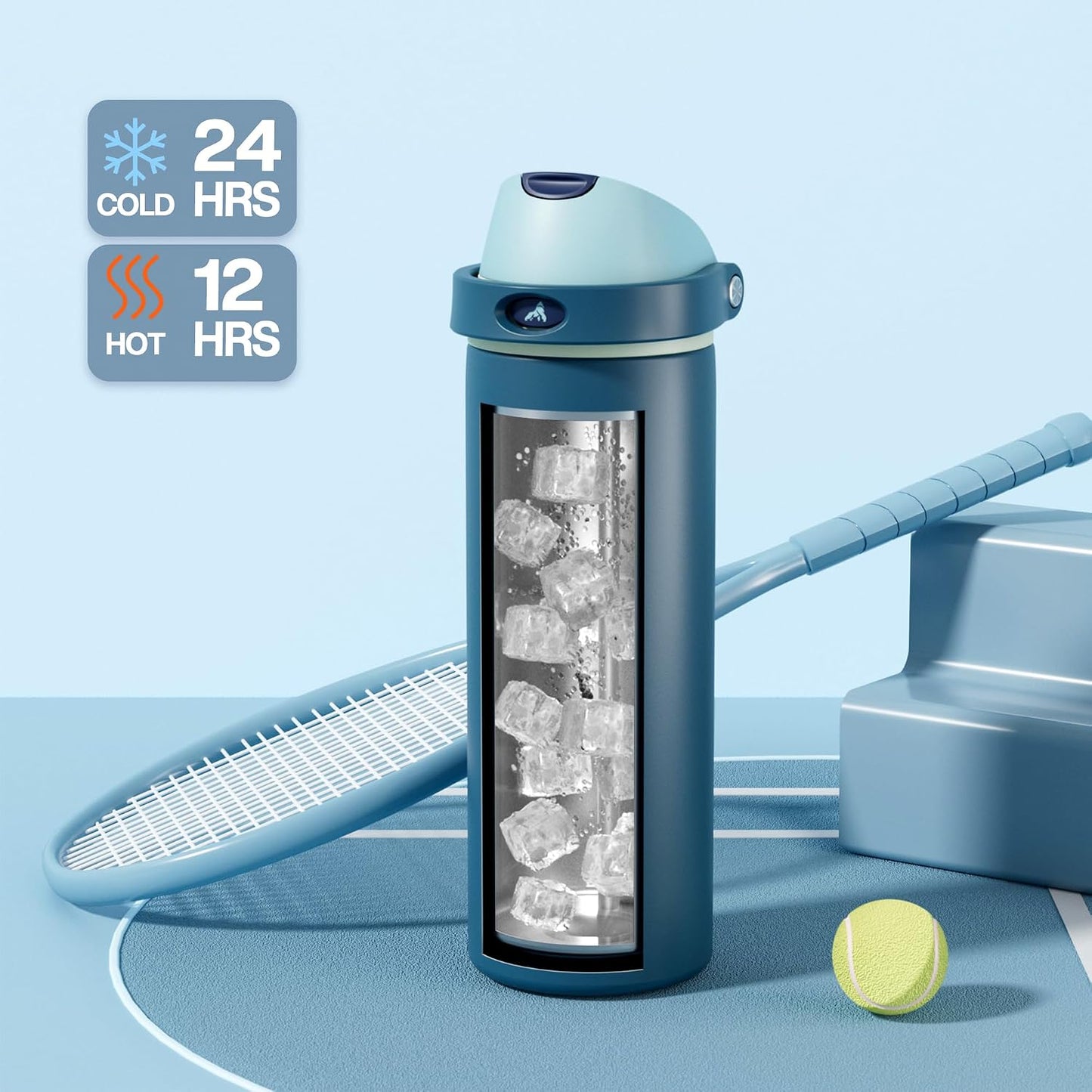 24 oz Travel Water Bottle: 2-in-1 Push-Button Spout & Quick-Flip Straw, Leakproof, Cold 24Hrs, Fits Car Cup Holder, Stainless Steel Cup for Sports, School, Commute, Camping (Mouse's Mischief) - Colors A