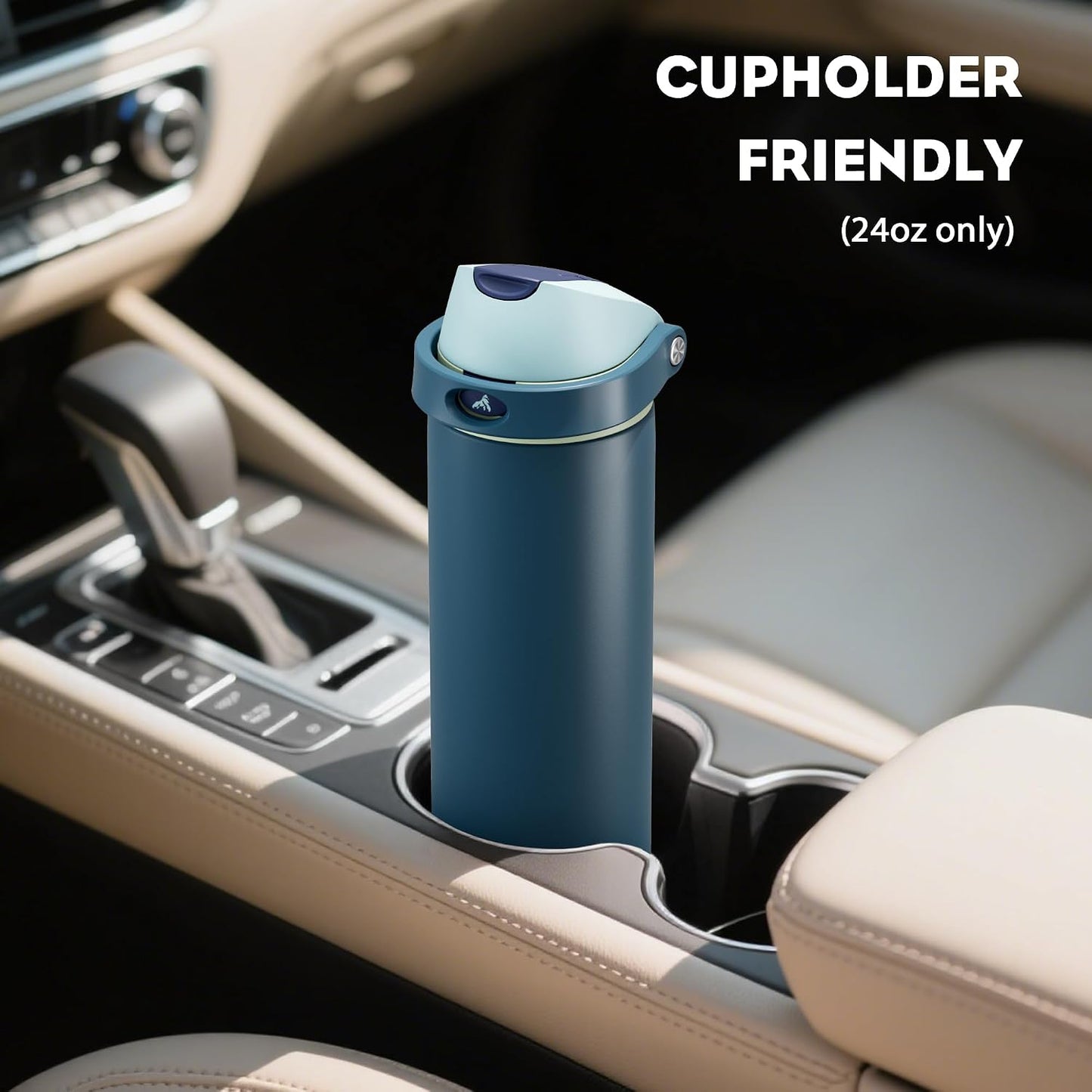 24 oz Travel Water Bottle: 2-in-1 Push-Button Spout & Quick-Flip Straw, Leakproof, Cold 24Hrs, Fits Car Cup Holder, Stainless Steel Cup for Sports, School, Commute, Camping (Mouse's Mischief) - Colors A
