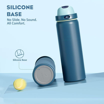 24 oz Travel Water Bottle: 2-in-1 Push-Button Spout & Quick-Flip Straw, Leakproof, Cold 24Hrs, Fits Car Cup Holder, Stainless Steel Cup for Sports, School, Commute, Camping (Mouse's Mischief) - Colors A